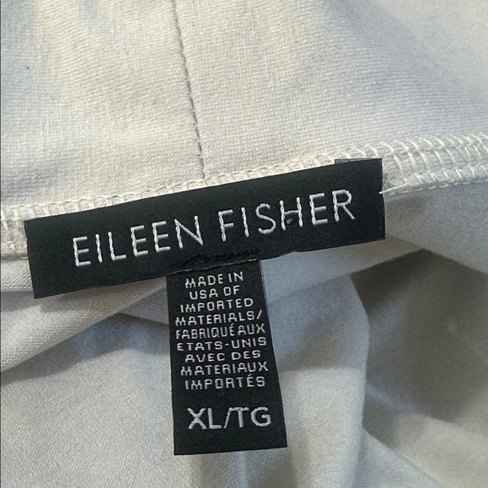 EILEEN FISHER Tencel Long White Open Front Cardigan XL